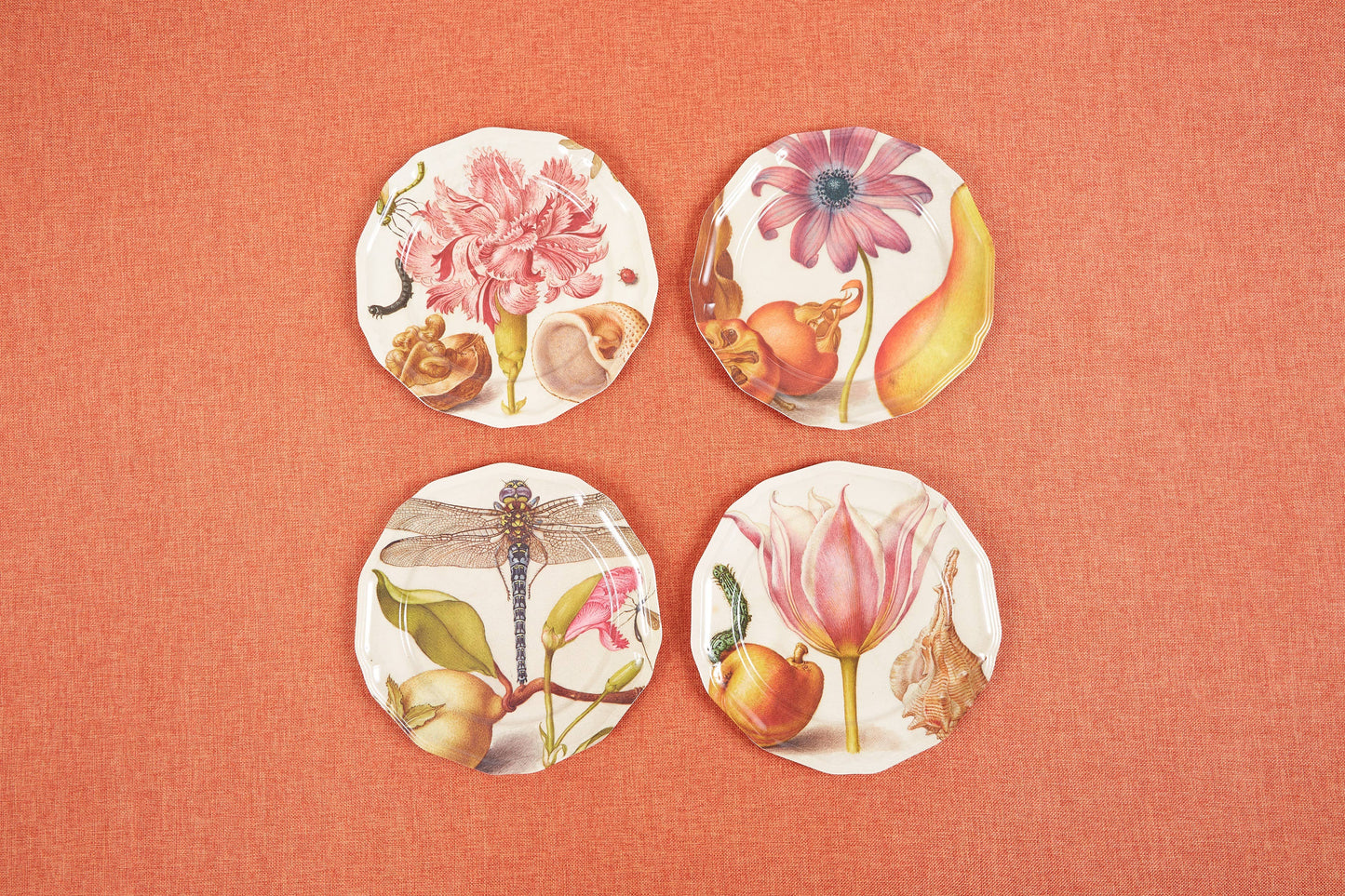 Dragon Fly Side or Salad Melamine Plates - Set of Four