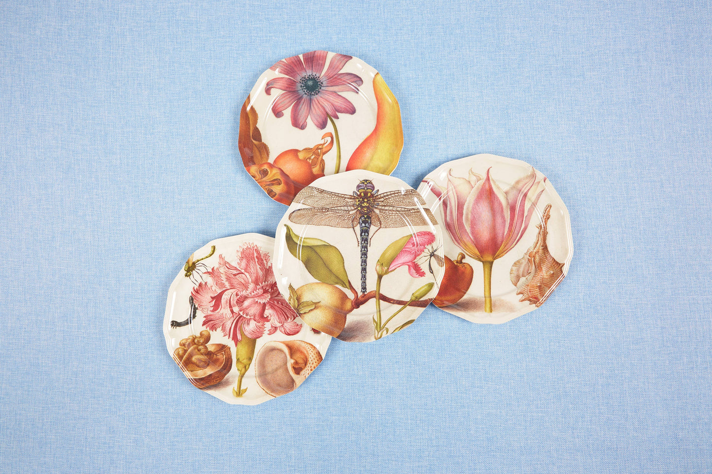 Dragon Fly Side or Salad Melamine Plates - Set of Four