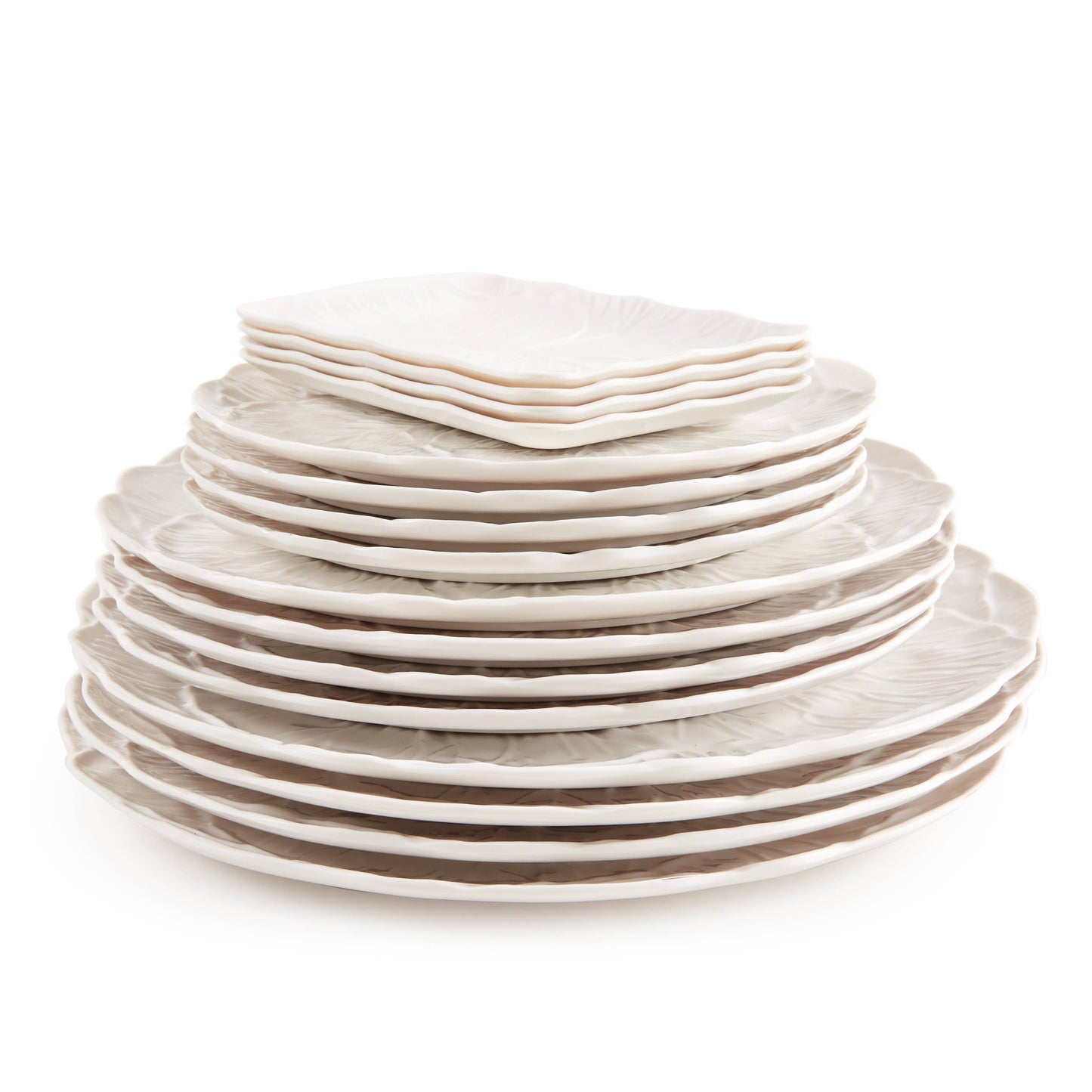 White Cabbage Leaf Dinner Melamine Plates - Set of 4