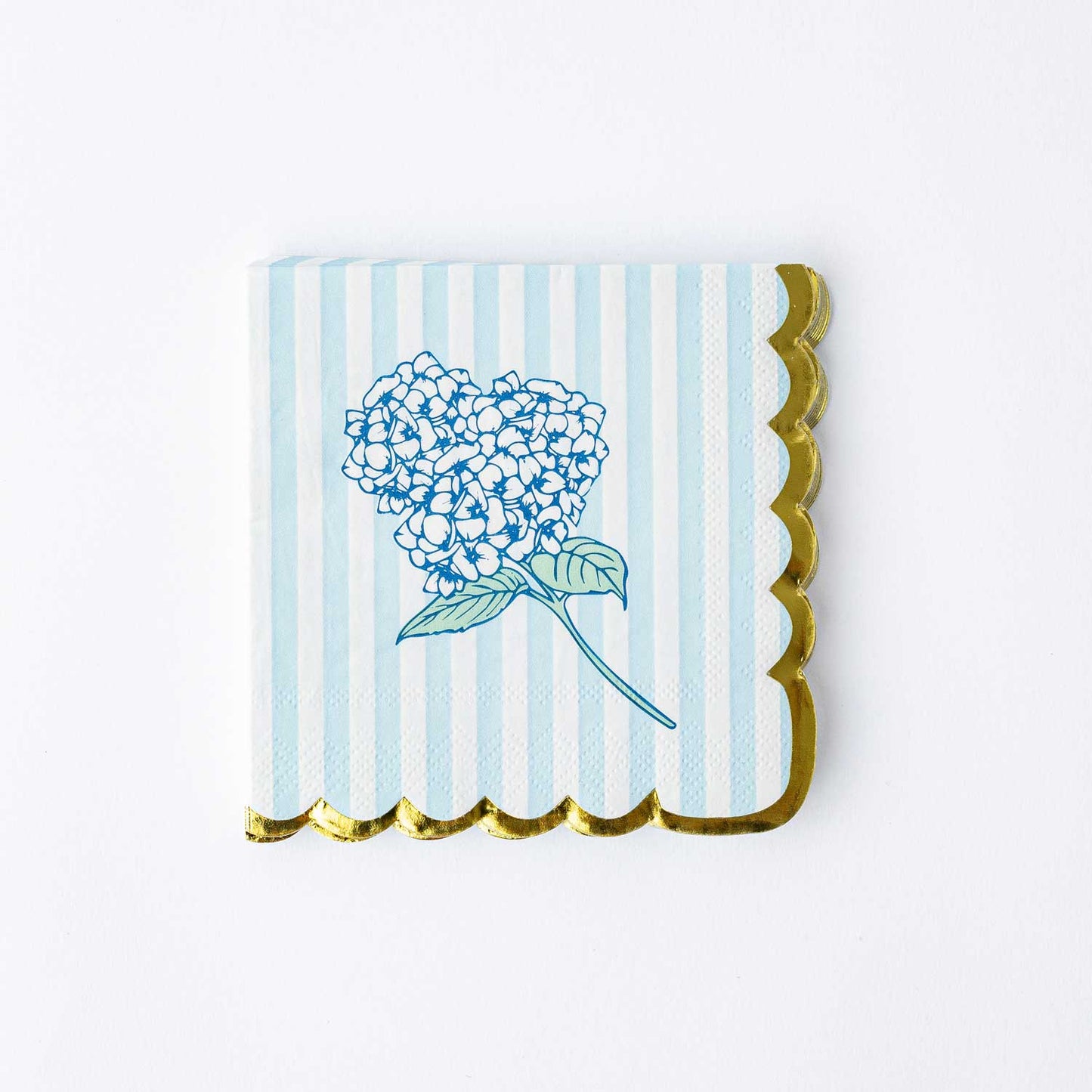 Hydrangea Baby Blue Paper Beverage Cocktail Napkin - 16 Pack