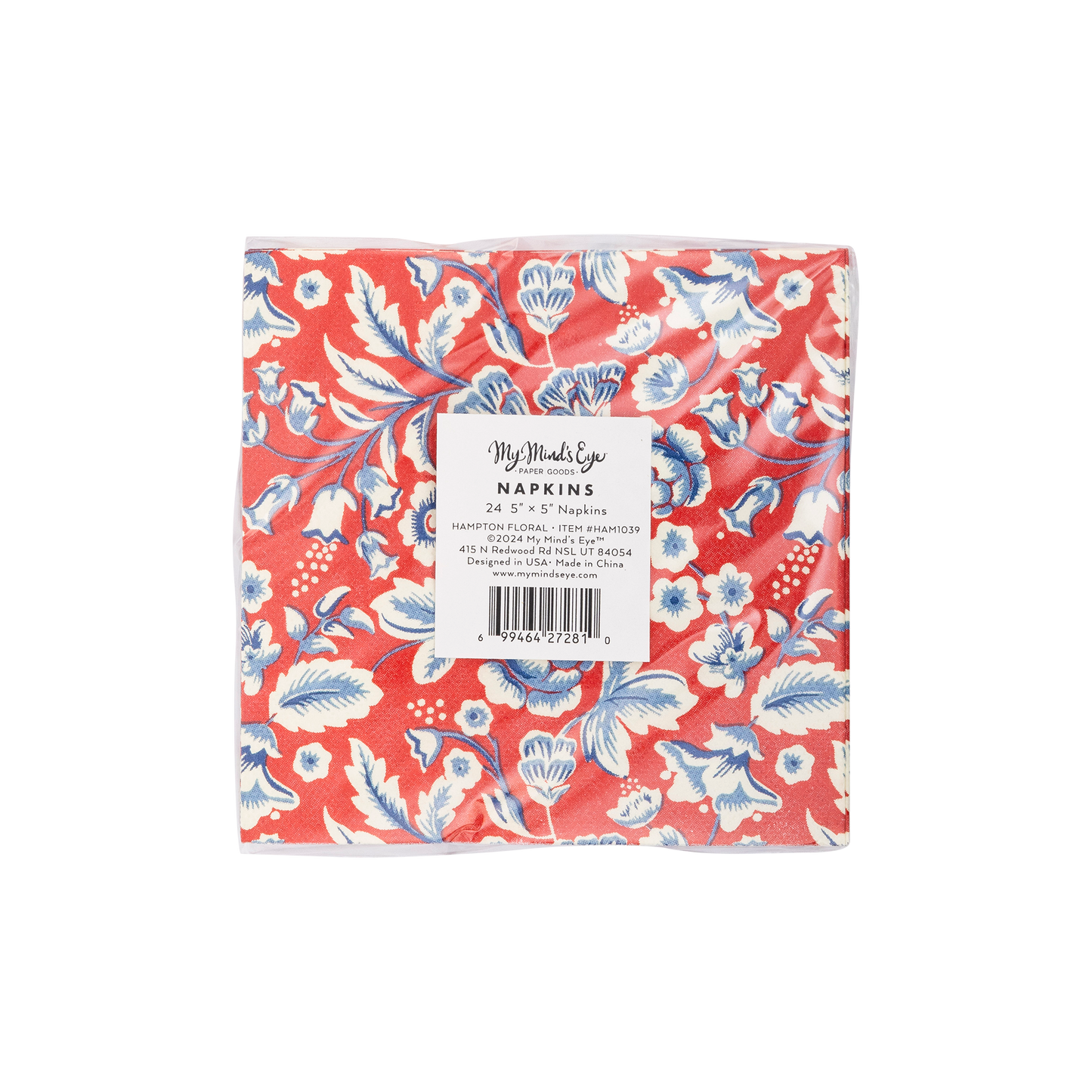 Americana Floral Paper Cocktail Napkin - 24pk