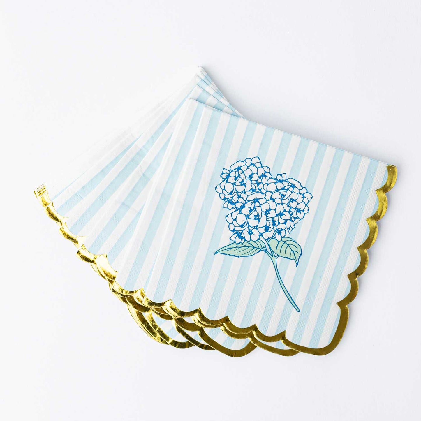 Hydrangea Baby Blue Paper Beverage Cocktail Napkin - 16 Pack