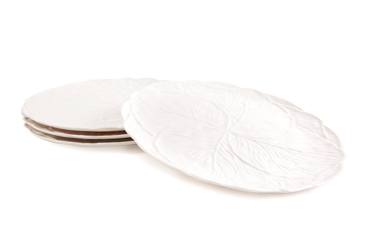 White Cabbage Leaf Dinner Melamine Plates - Set of 4