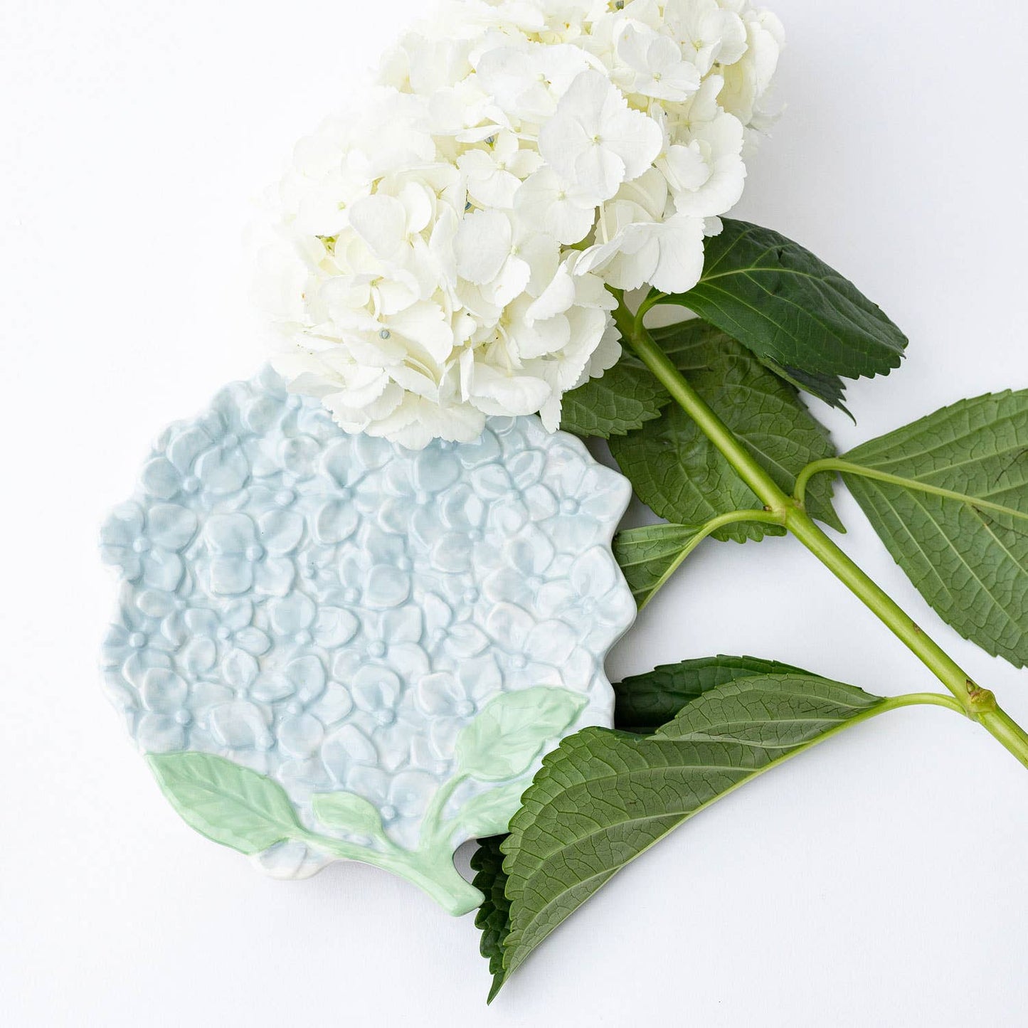 Hydrangea Baby Blue Ceramic Dessert Dish - 7 in