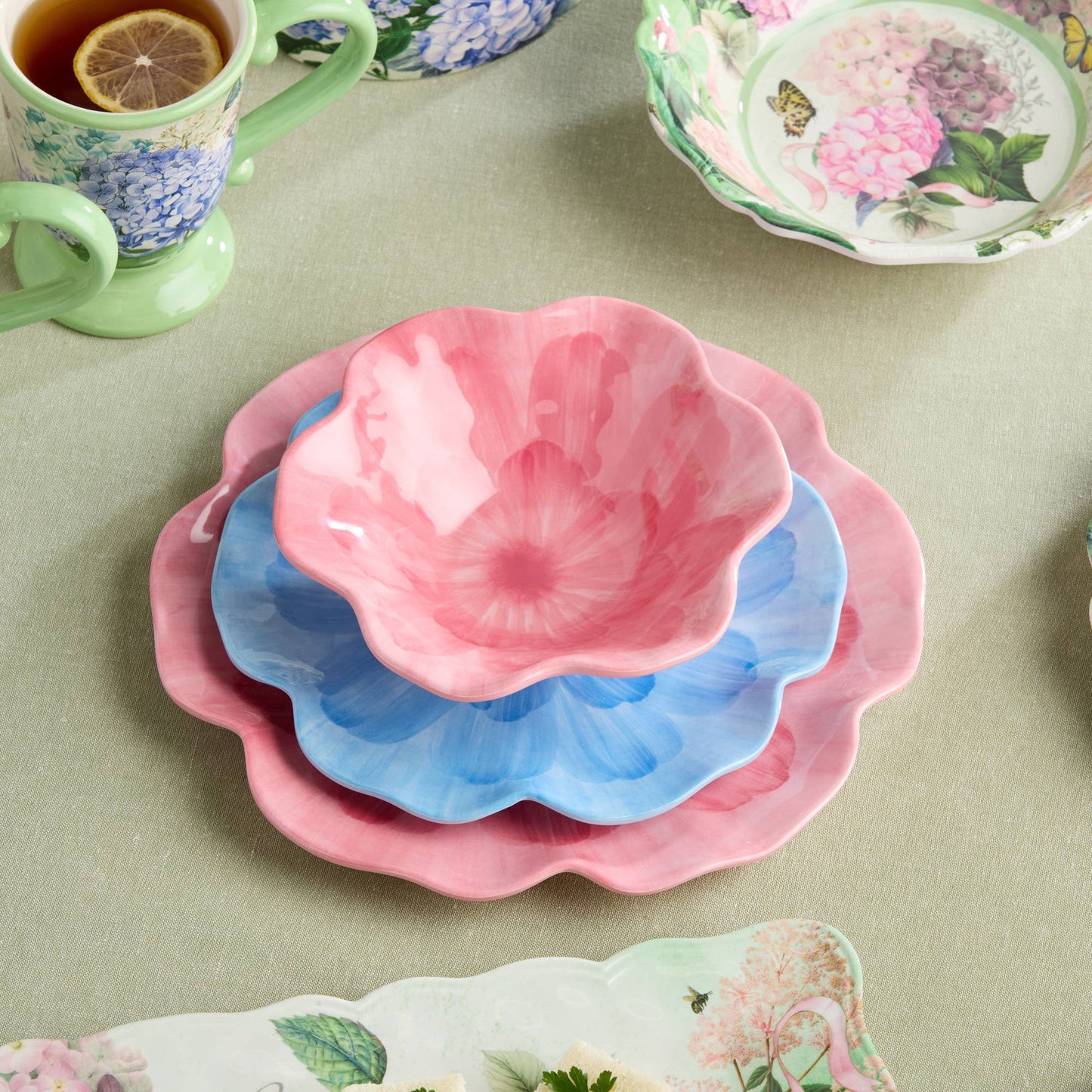 Rose Pink Melamine Floral Bowl - 7.5in