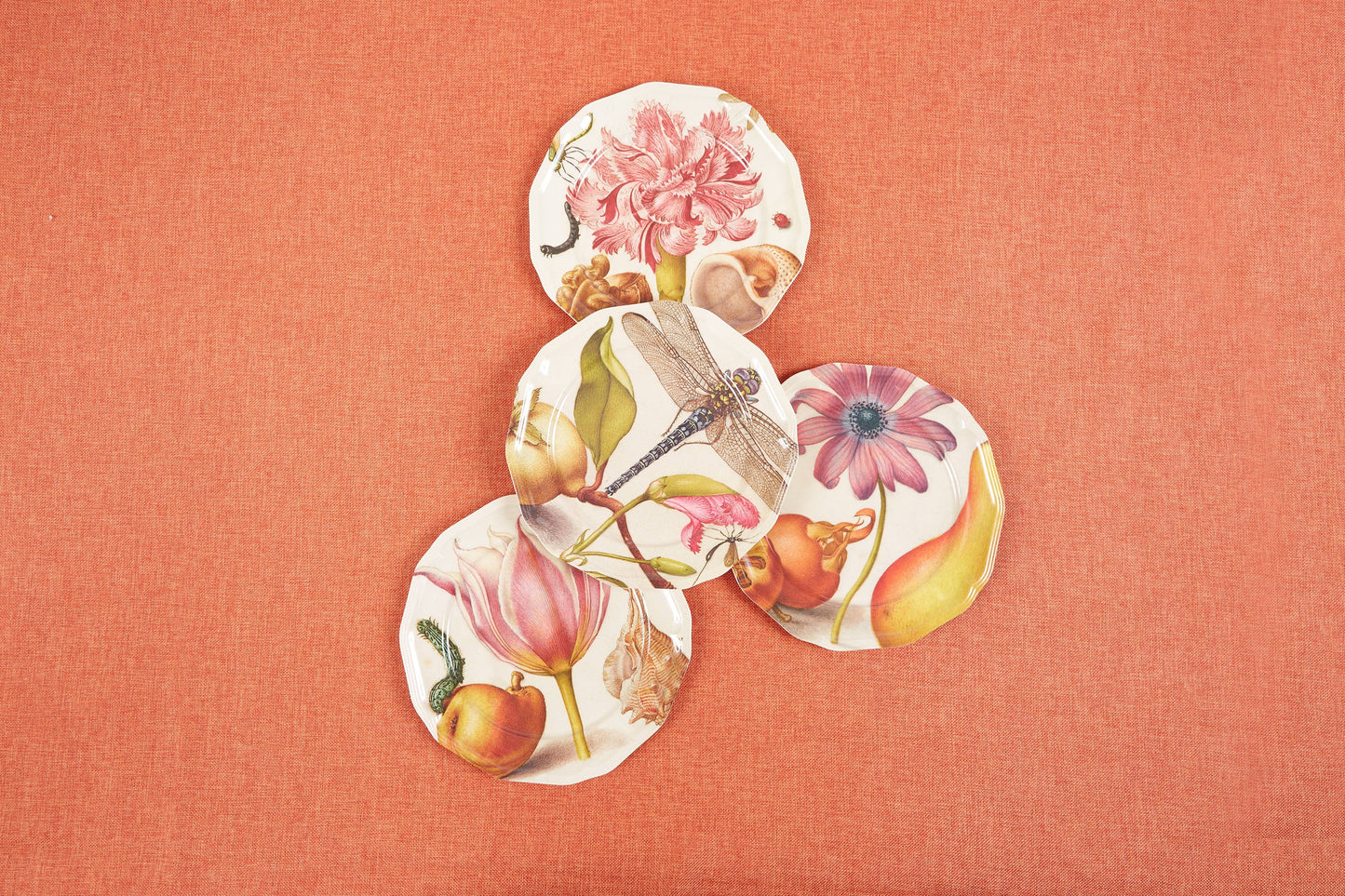 Dragon Fly Side or Salad Melamine Plates - Set of Four