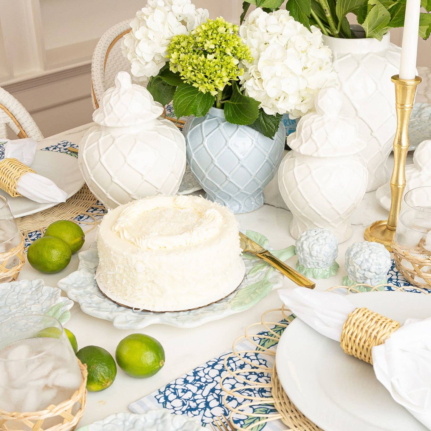 Hydrangea Baby Blue Ceramic Serving Platter - 13 in