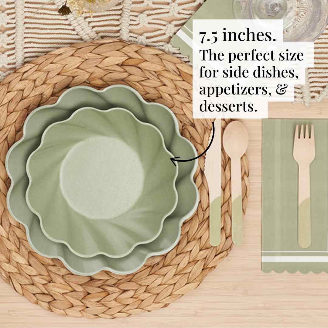 Sage Eco-Friendly Disposable Compostable Salad Plate - 8 Pack