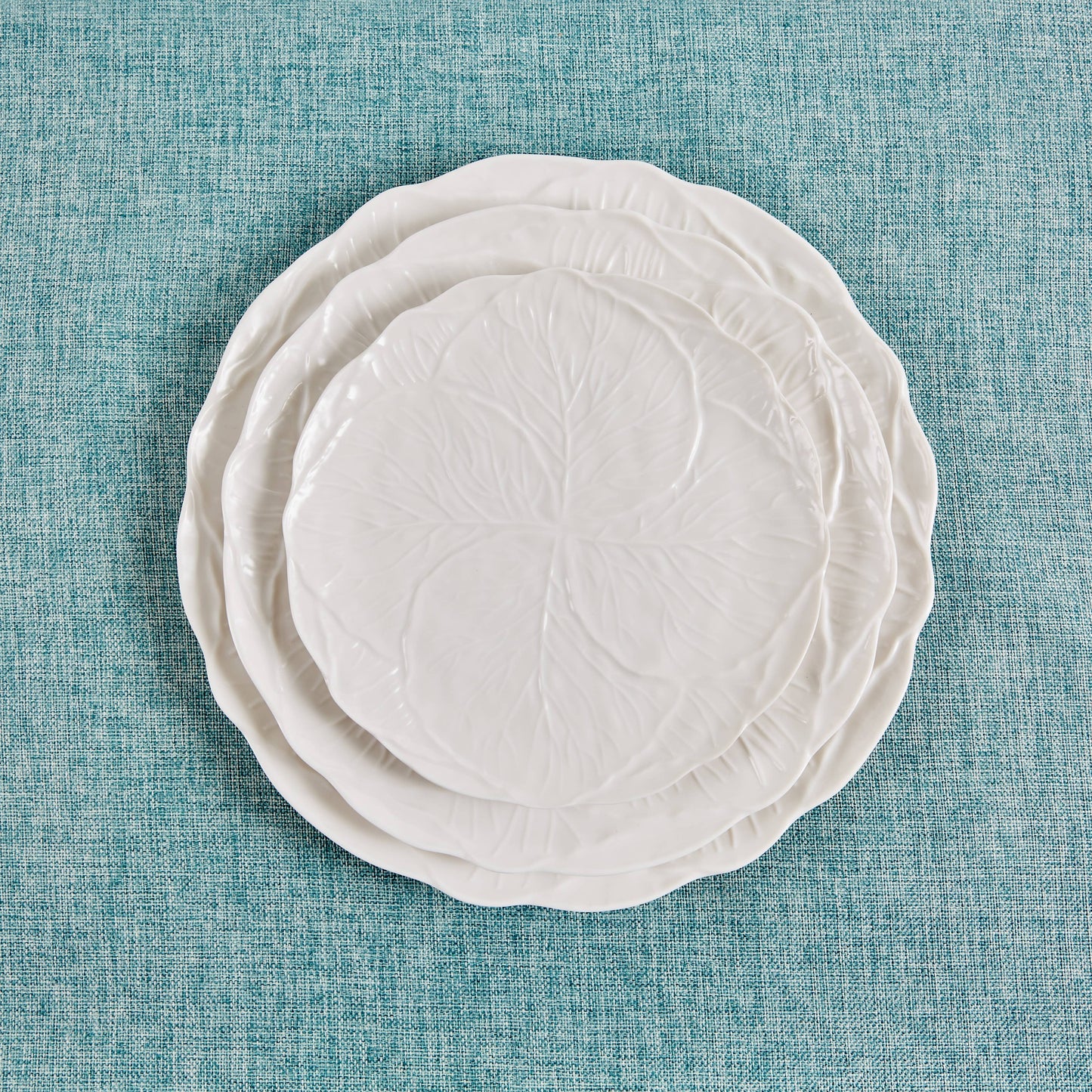 White Cabbage Leaf Dinner Melamine Plates - Set of 4