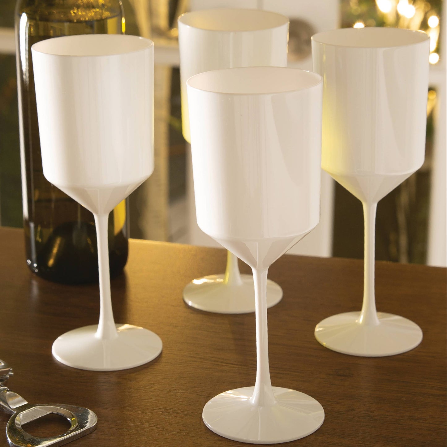 Upscale White Plastic Wine Cups | 4 Cups