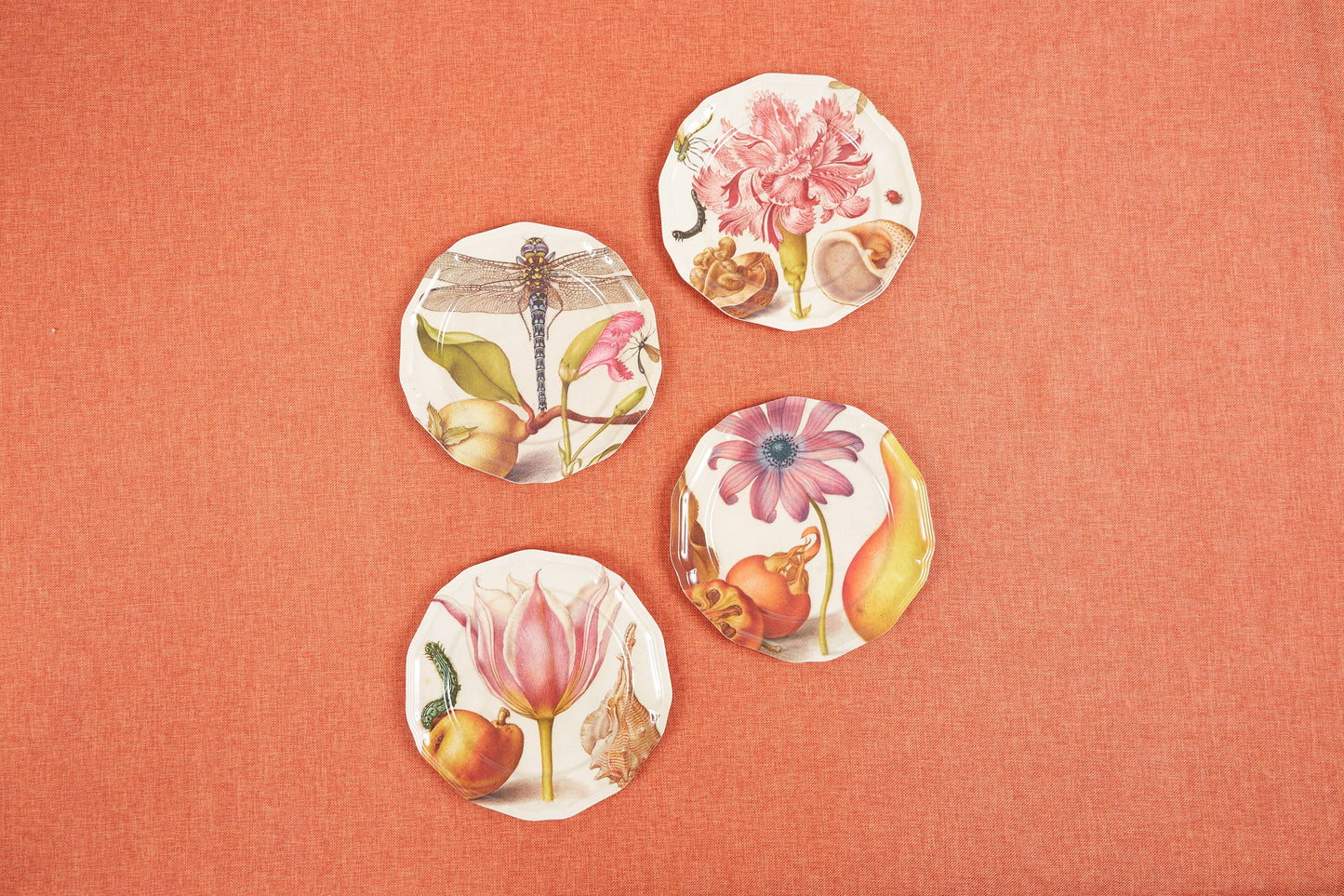 Dragon Fly Side or Salad Melamine Plates - Set of Four