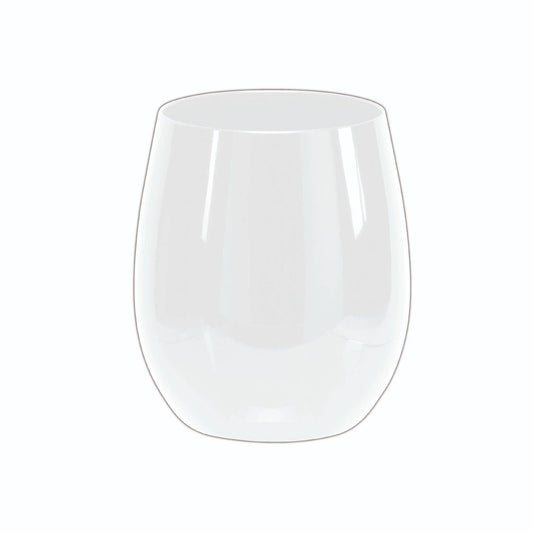 Upscale Round White 12 Oz. Plastic Wine Goblets - 6 Cups