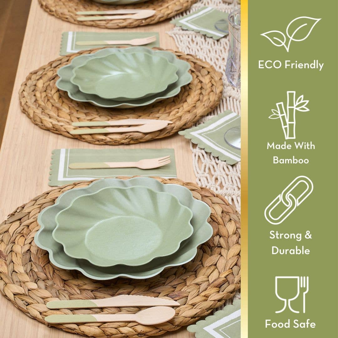 Sage Eco-Friendly Disposable Compostable Salad Plate - 8 Pack