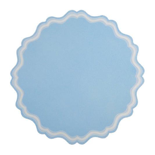 Hydrangea Set Baby Blue Fancy Scallop Paper Placemats - 12 Pack