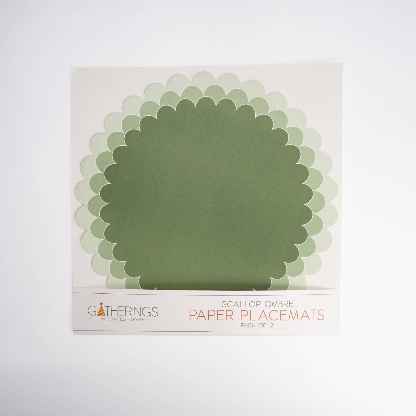 Sage Green Ombre Scallop Paper Placemats - 12pk