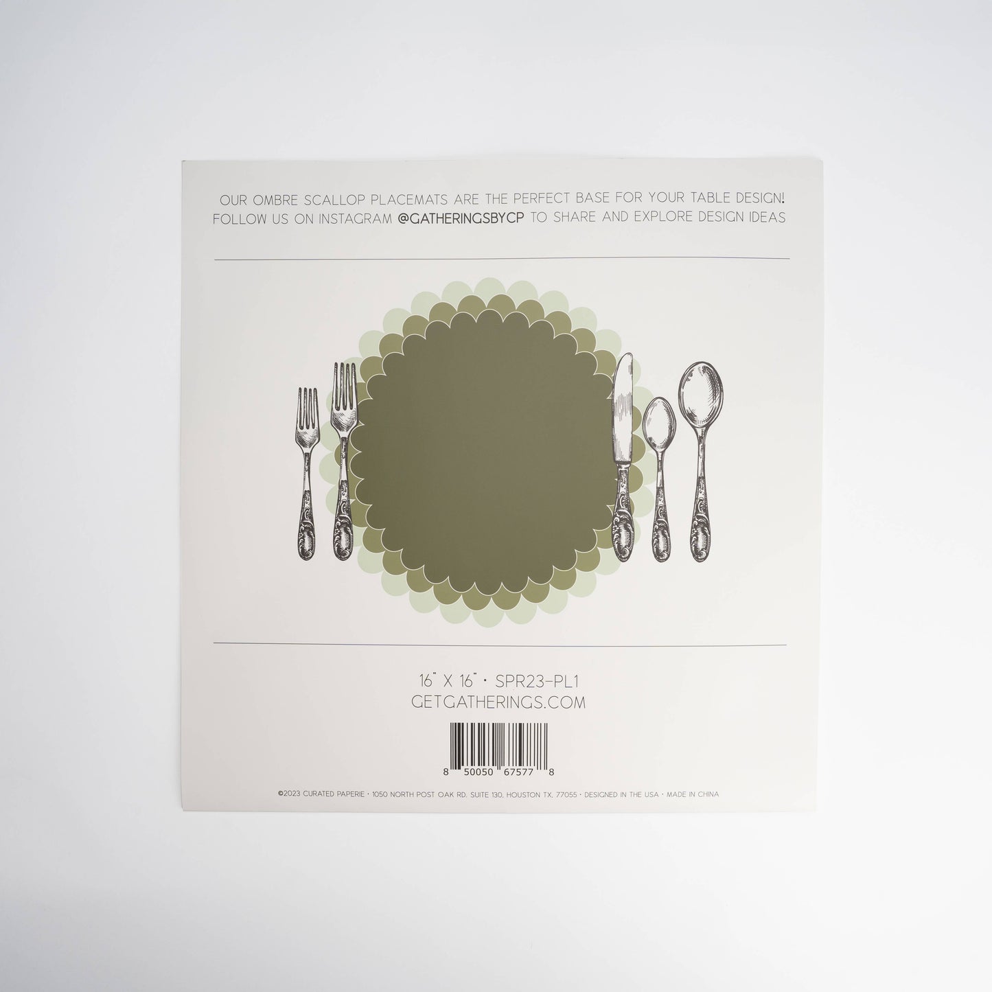 Sage Green Ombre Scallop Paper Placemats - 12pk