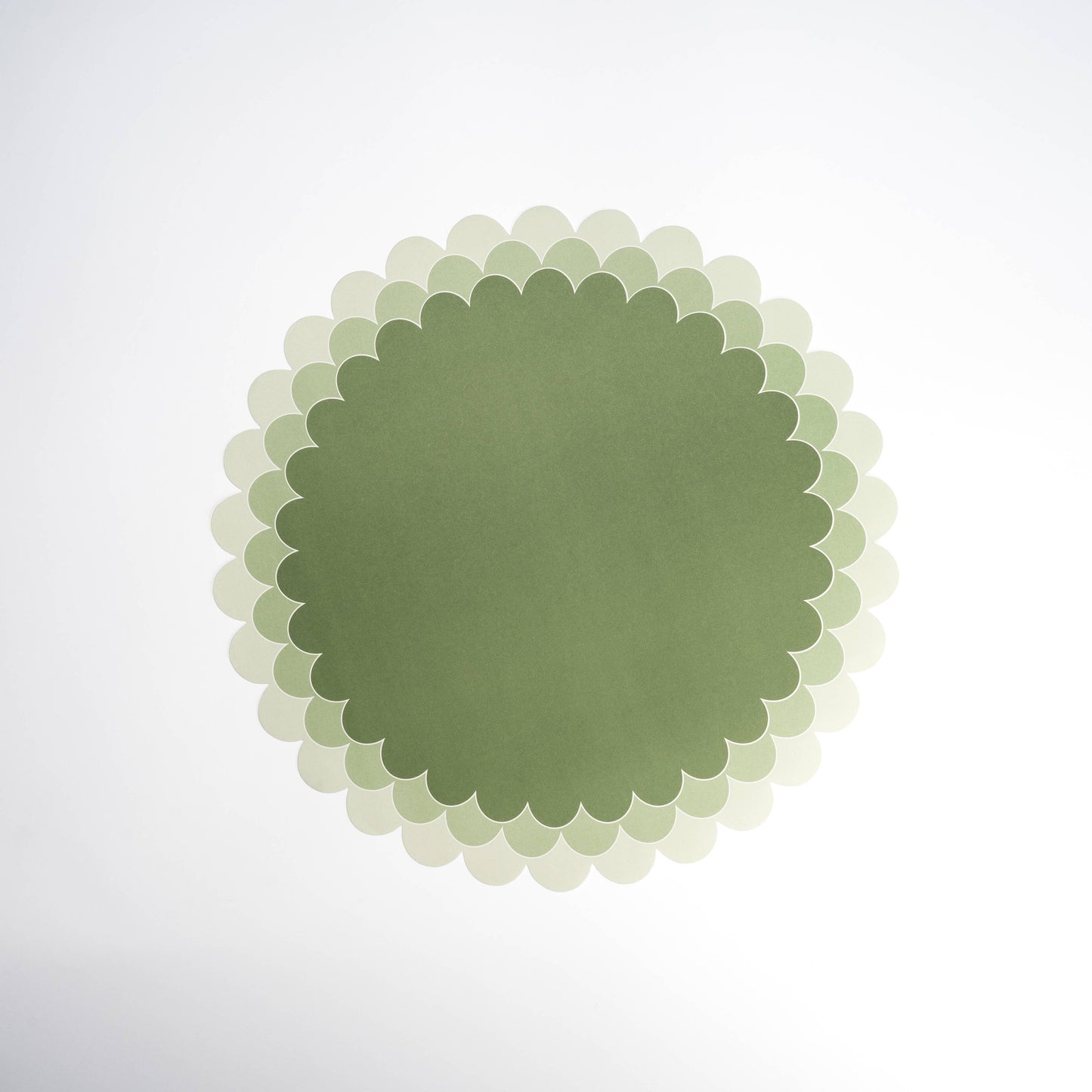 Sage Green Ombre Scallop Paper Placemats - 12pk